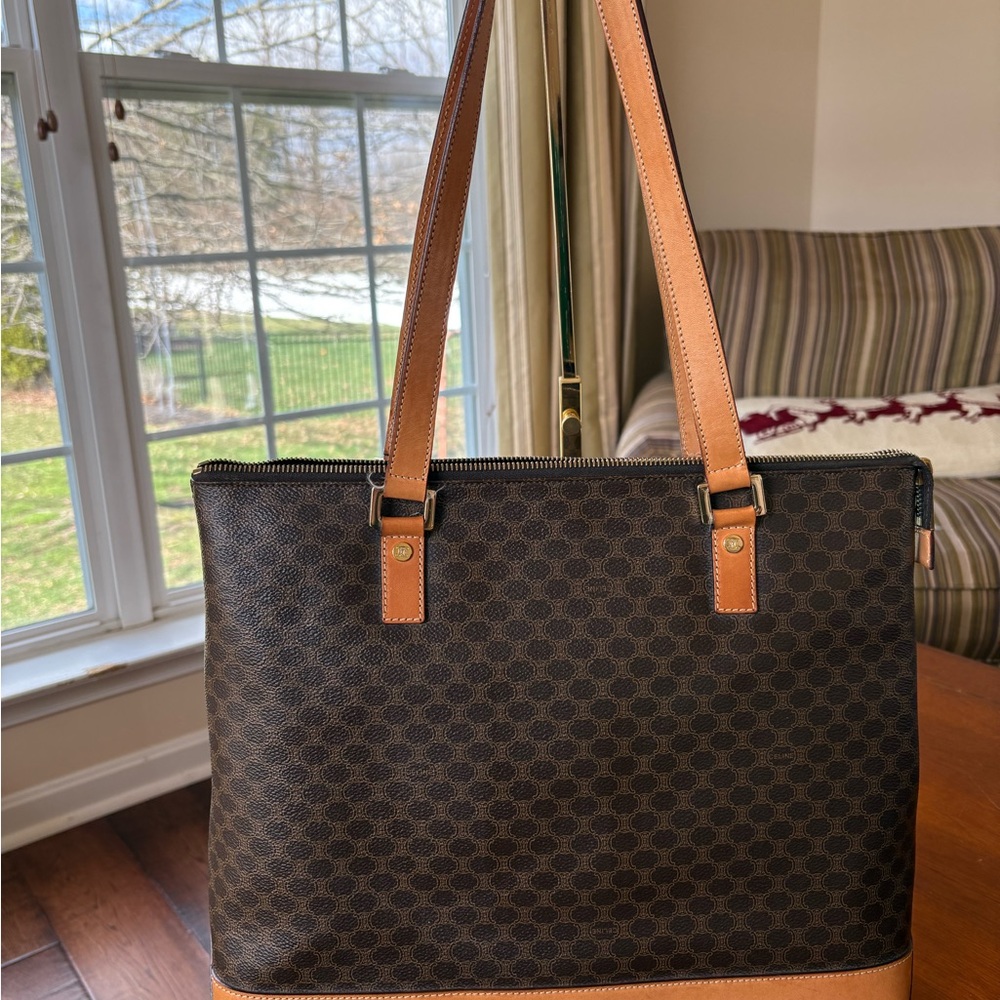 Celine Macadam Coated Monogram Tote COA included.